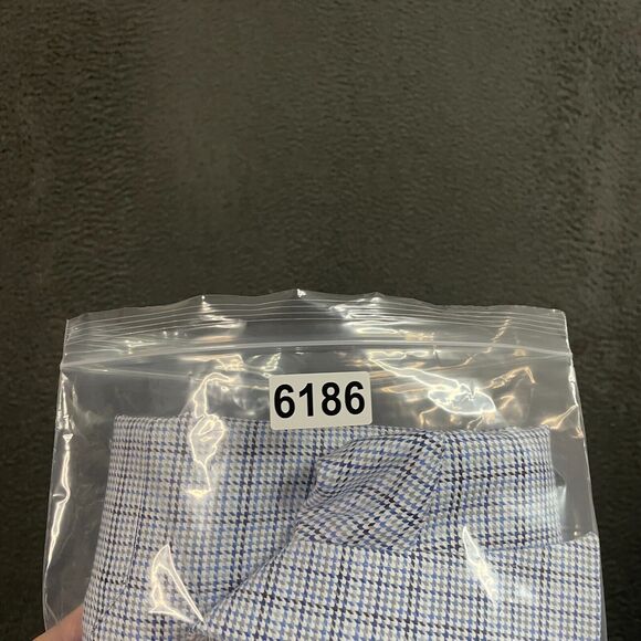 Eton Dress Shirt Mens 19.5 Blue Houndstooth Classic Fit Spread Collar Button Up - Picture 12 of 12